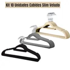 Kit 10 Unidades Cabides Slim Veludo roupas acessórios