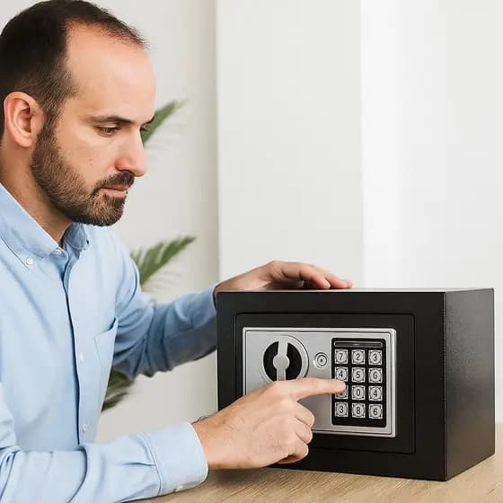 Cofre Digital Eletronico Teclado Chave Preto Seguranca Protecao Residencial Comercial