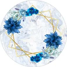 Painel Redondo Tecido Sublimado com/elástico Floral azul 01