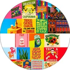 Painel Redondo Tecido Sublimado com/elástico BRASILIDADE - estampas diversas