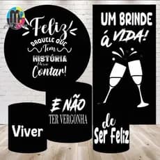 Kit  Capa Painel Frase Impactante Redondo 150x150cm  / Trio Cilindros / Romano 200x100cm(🚨LEIA A DESCRIÇÃO🚨)