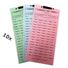 Cartela de rifa Kit c/ 10 Cartelas Rifas – 100 Nomes