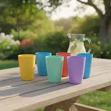 Kit Copos de Plástico Infantil Tipo Escolar 350ml Resistente