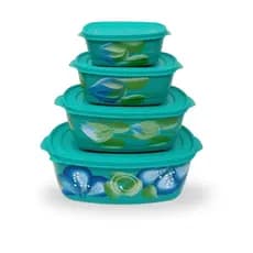 KIT 4 POTES PLÁSTICO OVAL DECORADOS