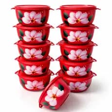 10 POTES BOWL DECORADOS 1 LITRO TAMPA HERMÉTICA