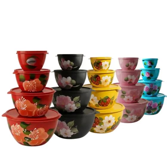 10 conjunto de potes Bowl decorados com 4 potes para alimentos