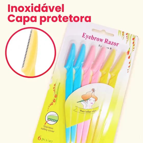 Kit 6 Lâmina Sobrancelha e Rosto Navalha Depilação Promoção
