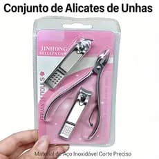Alicate de Cutícula Profissional + Kit Cortador de Unha 3 em 1 Ferramenta de Manicure e Pedicure Aço Inoxidável