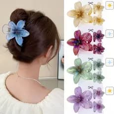 Kit 3 Peças Grampos Piranha De Cabelo Flor De Feriado De Praia Barrettes