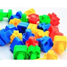 Kit De Brinquedo De Montar Interativo Plastico Bloco Infantil Coloridos Parafuso Encaixar Conjunto C/ 24 Peças