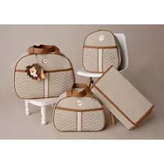 Kit de Bolsa de Bebê para Saída de Maternidade Luxo Tema Safári Bege