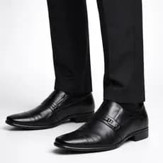 Sapato Social Masculino Preto Fosco Com Bico Quadrado Elegante Trabalho Igreja Casual
