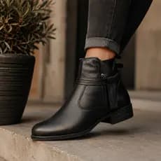 Bota Cano Curto Botinha Atemporal Feminina Inverno Outono Salto Baixo Preta e Café