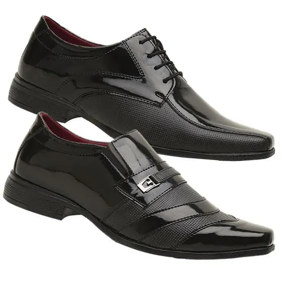 Kit De 2 Pares Sapato Social Masculino Verniz