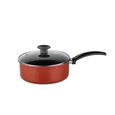 Panela Antiaderente Teflon Avulsa C/ Cabo + Tampa De Vidro Nº 18
