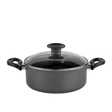 Panela Antiaderente 24 cm Caçarola Avulsa Teflon Com Tampa De Vidro