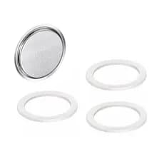 Kit C/ 3 Anéis De Borracha E Filtro Para Cafeteira Italiana 12 Xícaras - Ke Homme