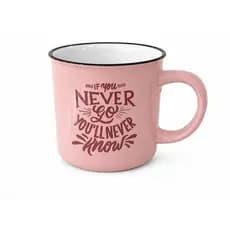 Caneca Never Go de Cerâmica 310ml Rosa 9x8,7cm Caneca Para Café