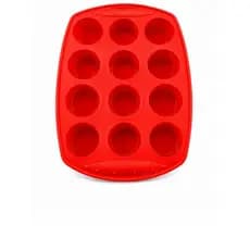Forma Cupcake Silicone 12 Cavidades Petit Gateau/ Muffins- Vermelha