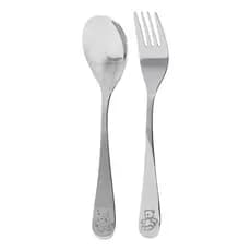 Kit 02 Talher Refeição Infantil Bear Garfo E Colher Inox