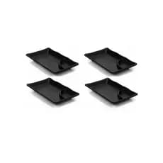 Kit Com 4 Pratos Temaki Sushi Sashimi Com Molheira Preto Lyor