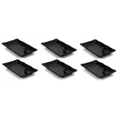 Kit Com 6 Pratos Temaki Sushi Sashimi Com Molheira Preto Melamina