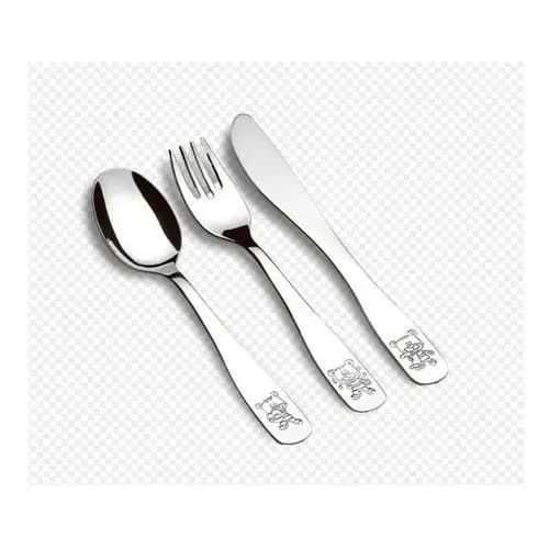 Kit De Talheres Infantis Em Aço Inox 3 Peças - Yazi
