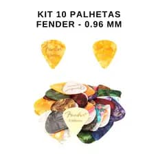 Kit 10 Palhetas Fender 0,96mm Violão Guitarra Baixo Ukulele	Cavaco
