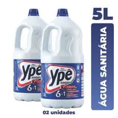 Kit 2 Água Sanitária e Alvejante Cloro Ativo Galão 5 Litros Ypê