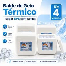 Kit 4 Balde De Gelo Térmico Isopor Com Tampa Whisky Drinks Bebidas Praia Churrasco