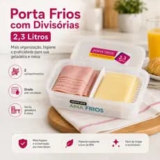 Porta Frios com Divisórias 2,3L Organizador Geladeira Queijo Presunto