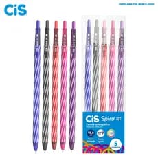 Caneta Retrátil Cis Spiro Ponta Agulha Ultra Fina 0.7mm Corpo Longo - Tradicional Original Coloridas