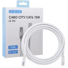 Cabo de Rede Cat6 15 Metros Internet Rj45  Reforçado Banhado a Ouro