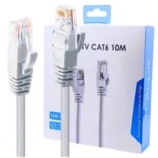 Cabo de Rede Cat6 10 Metros Internet Rj45  Reforçado Banhado a Ouro