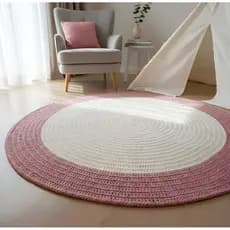tapete quarto do bebe de croche tapete infantil rosê rosa chá 1,20m