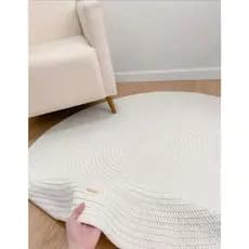 Tapete Quarto do Bebe de Croche Tapete Quarto Infantil Cru Neutro Off White 1M