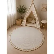 Tapete Redondo Quarto Infantil Clean Minimalista Dourado Tapete Quarto Do Bebê De Crochê Estilo Imp