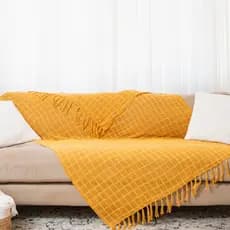 Manta Mostarda Pra Sofá e Peseira de Cama Xale Chale 1.80X1.20m