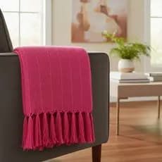 Manta  Rosa Pink Bebê Para Sofá E Peseira De Cama Tear Mineiro 1,20X1,80 M Artesanato Mineiro