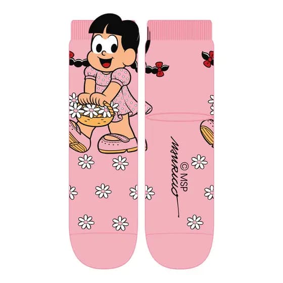 Meia Infantil 3D Soquete Rosinha Rosa Menina - Turma do Chico Bento