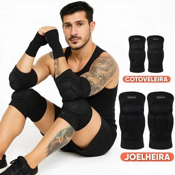 Kit Joelheira e Cotoveleira Vôlei Futsal Goleiro Master