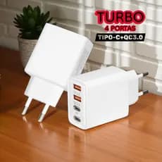 Carregador Rápido USB Tipo‑C 4 Portas USB‑C 3.0 – Carregamento Turbo, Compacto, Power Delivery