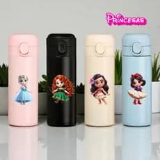 Garrafa Térmica Aço Inoxidavel Princesas Disney Parede Dupla 400ml