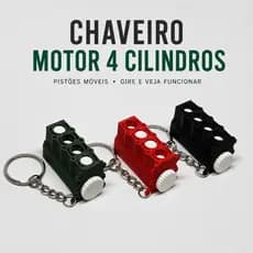 Chaveiro Bloco Motor 4 Cilindros com Pistões Móveis
