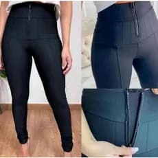 Calca Lipo Tecido Power Calça Legging Cirrê Com Ziper