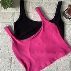 KIT 2 Cropped Alça Fina Suplex Liso Básico Disponível em Várias Cores