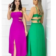 Vestido Midi Fenda Na Perna com Bojo
