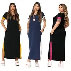 Vestido Longo em Viscolycra com Fendas Laterais Estilo e Conforto em um Só Look