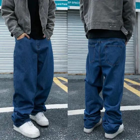 Calça jeans Masculina baggy balao Boca Larga pants cân Sk8 Estilosa Moda Masculina Estilo Mandrake
