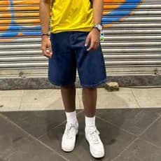 Short Jeans Masculino Bermuda Preta Azul escuto baggy y2k balão streeetwear